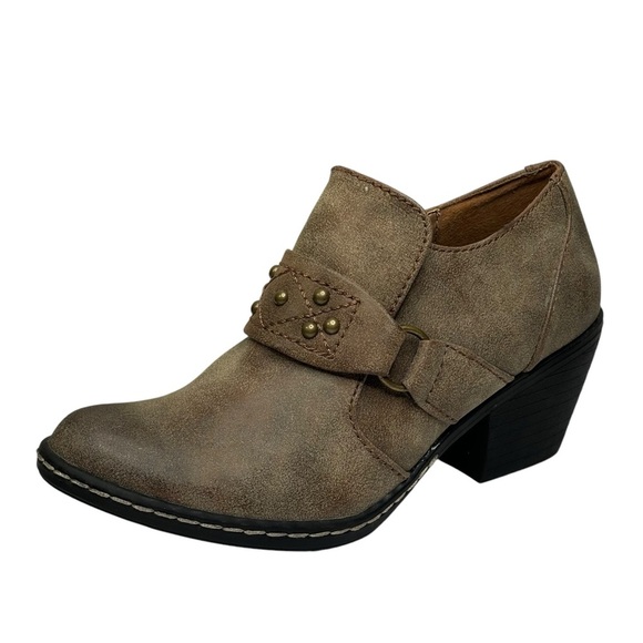 New 2 Lips Too Women Ankle Bootie Light Brown Burnished Toes Slip On & Zip 7.5 - Picture 2 of 14